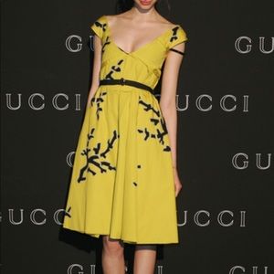 Gucci Yellow and Black Midi Dress